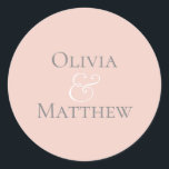 Pearl Blush Personalized Classic Round Sticker<br><div class="desc">Simple chic pearl blush personalized wedding sticker seal.</div>
