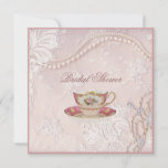 Pearl Blush pink lace bridal Tea Party Invitation<br><div class="desc">Pearl Blush pink lace bridal Tea Party Invitation.</div>