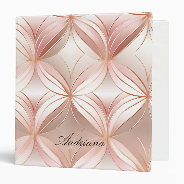 Pearl Blush Pink Rose Gold Abstract  Binder (Front/Inside)