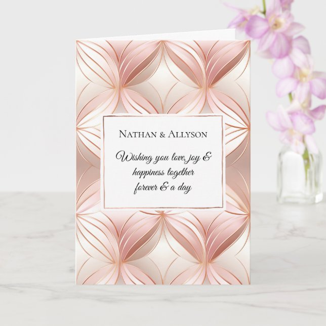 Pearl Blush Pink Rose Gold Abstract Wedding Card (Orchid)