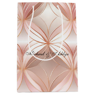 Pearl Blush Pink Rose Gold Abstract Wedding  Medium Gift Bag