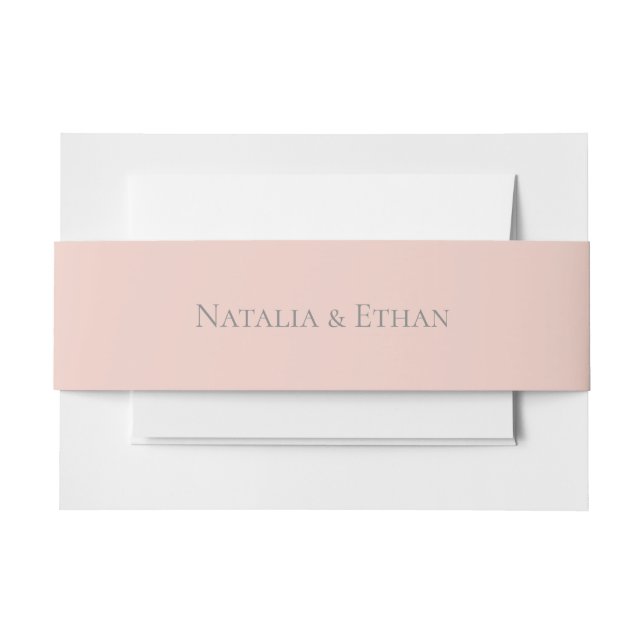 Pearl Blush Wedding Invitation Belly Band (Front Example)