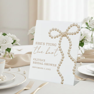 Pearl Bow She's Tying the Knot Bridal Shower Sign