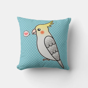 Pearl Cartoon Cockatiel Parrot Bird Love Throw Pillow