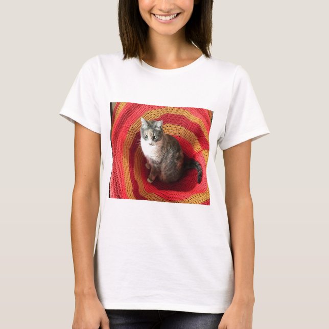Pearl Cat on Afghan T-Shirt (Front)