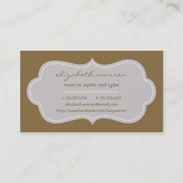 Pearl Chic Moderna Mommy Calling Card (Front)