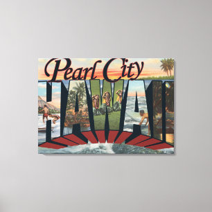 Pearl City, Hawaii - Large Letter Scenes Canvas Print
