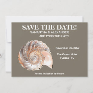 Pearl Conch Shell Beach Wedding Announcement