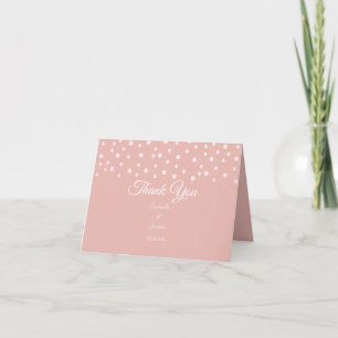 Pearl Confetti on Rose Gold Wedding Thank You Card