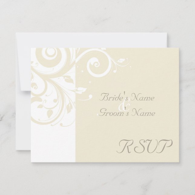 Pearl Cream Reverse Swirl Wedding Matching RSVP (Front)