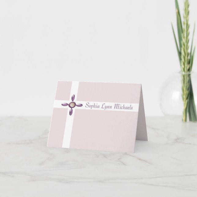 Pearl Cross Merci religieux Carte pour notes (Devant)