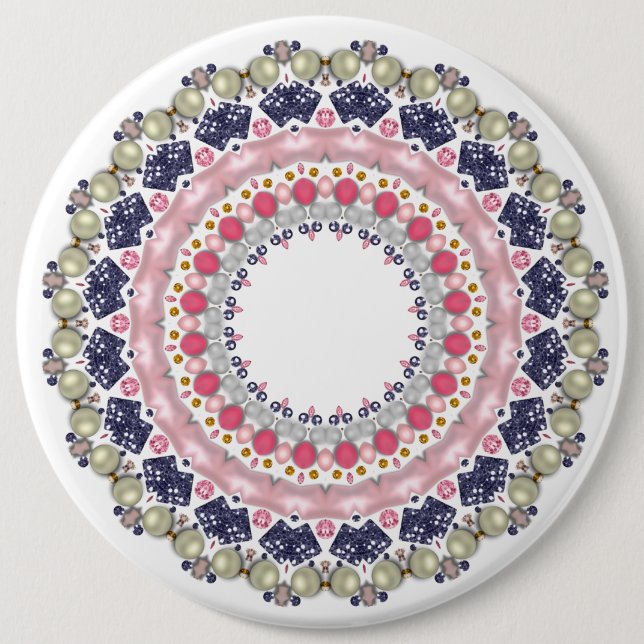 Pearl decoration 6 inch round button (Front)