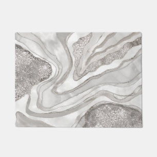 Pearl, diamonds and platinum geode digital art doormat