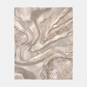 Pearl, diamonds and platinum geode digital art fleece blanket