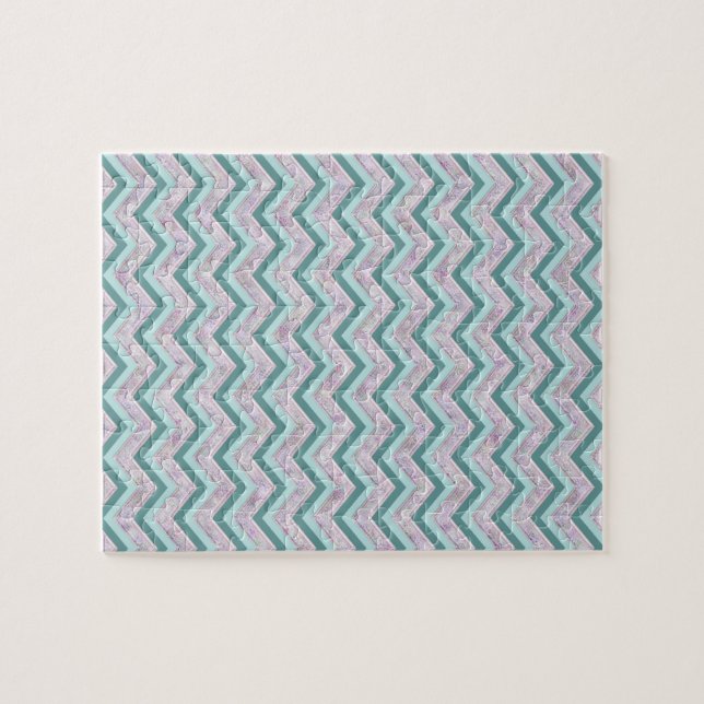 Pearl Floral Teal ZigZag Pattern Jigsaw Puzzle (Horizontal)
