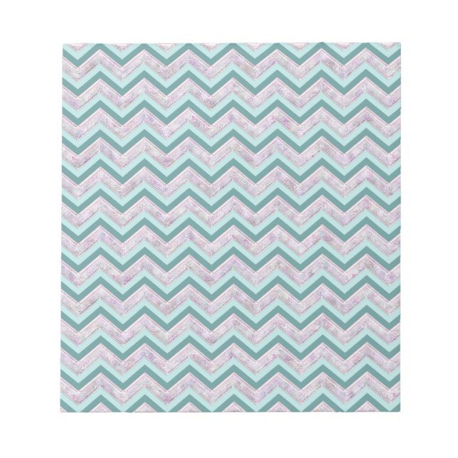 Pearl Floral Teal ZigZag Pattern Notepad (Front)