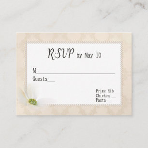 Pearl Frame On Damask RSVP Enclosure Card