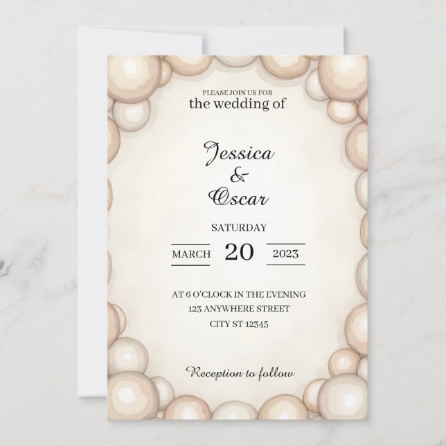 Pearl Frame Wedding Invitation (Front)