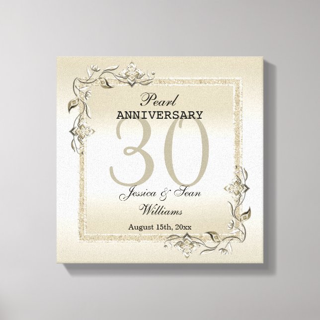Pearl Gem & Glitter 30th Wedding Anniversary  Canvas Print (Front)