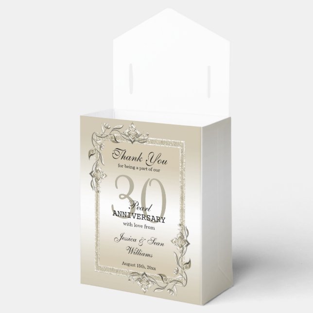 Pearl Gem & Glitter 30th Wedding Anniversary  Favor Box (Opened)