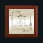 Pearl Gem & Glitter 30th Wedding Anniversary  Gift Box<br><div class="desc">Glamourous and elegant posh 30th Pearl Wedding Anniversary gift box with stylish pearl gem stone jewels corner decorations and matching coloured glitter border frame. A romantic design for your celebration. All text, font and font colour is fully customizable to meet your requirements. If you would like help to customize your...</div>