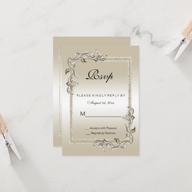 Pearl Gem & Glitter 30th Wedding Anniversary RSVP (Front/Back In Situ)