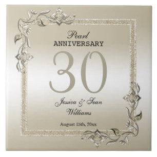 Pearl Gem & Glitter 30th Wedding Anniversary Tile