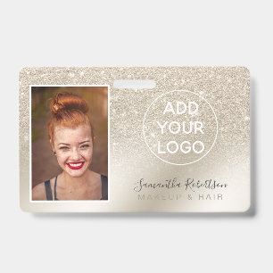 pearl glitter ivory ombre logo employee photo pass badge