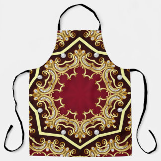 Pearl Gold Frame Illustration Background Apron