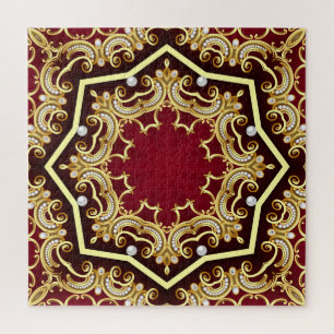 Pearl Gold Frame Illustration Background Jigsaw Puzzle
