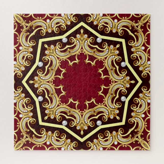 Pearl Gold Frame Illustration Background Jigsaw Puzzle (Vertical)