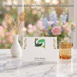 Pearl & Gold Jewels with Pisces Zodiac Sign Card