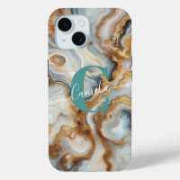 Pearl Golden Pretty Botswana Agate Custom Monogram