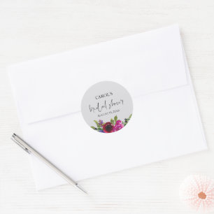 Pearl Grey Watercolor Floral Bridal Shower Sticker