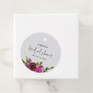 Pearl Grey Watercolor Floral Favour Tags