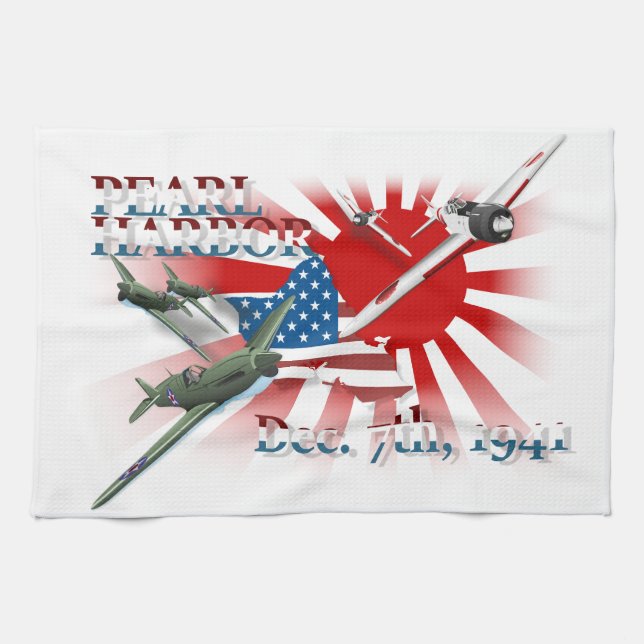 Pearl Habor 7 décembre 1941 Serviette de cuisine (Horizontal)