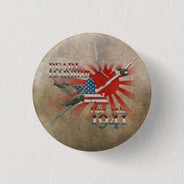 Pearl Habor December 7, 1941 1 Inch Round Button (Front)