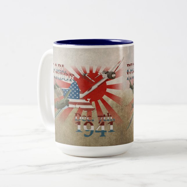 Pearl Harbor 7 décembre 1941 Mug Café Deux Tons (Devant gauche)