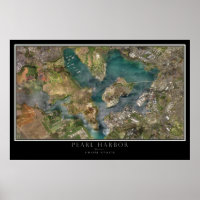Pearl Harbour Hawaii Satellite Poster Map