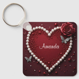 Pearl Heart Rose Valentine Home Decor Pillow ❤️ Keychain
