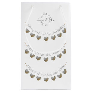 pearl heart wedding anniversary small gift bag