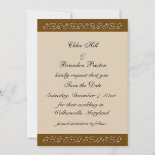 Pearl Icing on Mocha Save the Date