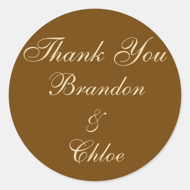 Pearl Icing on Mocha Thank You Sticker (Front)