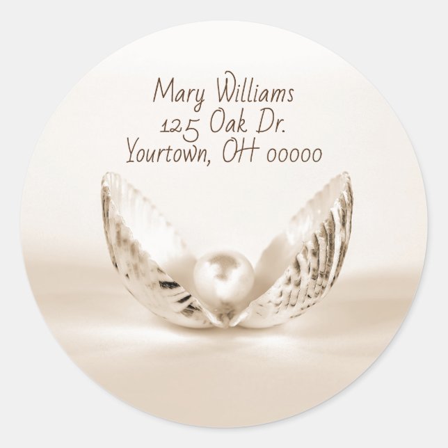 pearl in seashell classic round sticker (Front)
