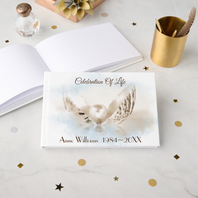 Pearl In Seashell Memorial Service Livre d'invités (Recto ouvert)