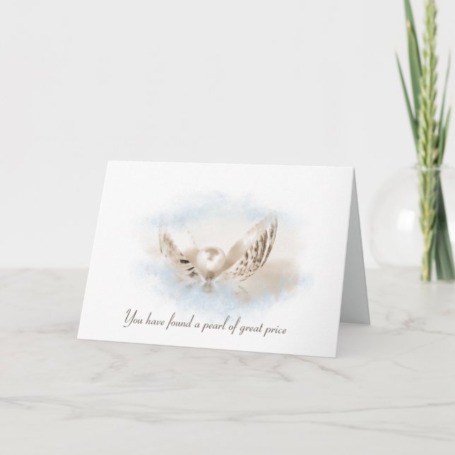 Pearl In Seashell Wedding Card (Front)