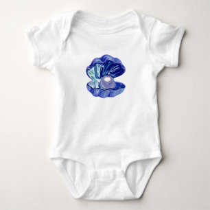 Pearl inside an ocean seashell baby bodysuit