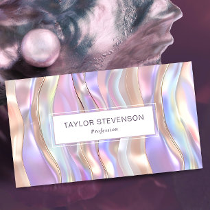 Pearl Iridescence Holographic Pastel Business Card