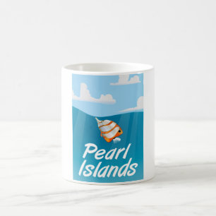 Pearl Islands tropical travel poster. Coffee Mug
