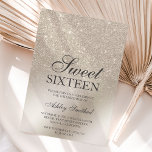 pearl ivory glitter ombre metallic chic Sweet 16 Invitation<br><div class="desc">A chic and luxurious pearl ivory glitter ombre metallic foil design with elegant calligraphy typography for a Sweet 16 birthday party invitation .</div>